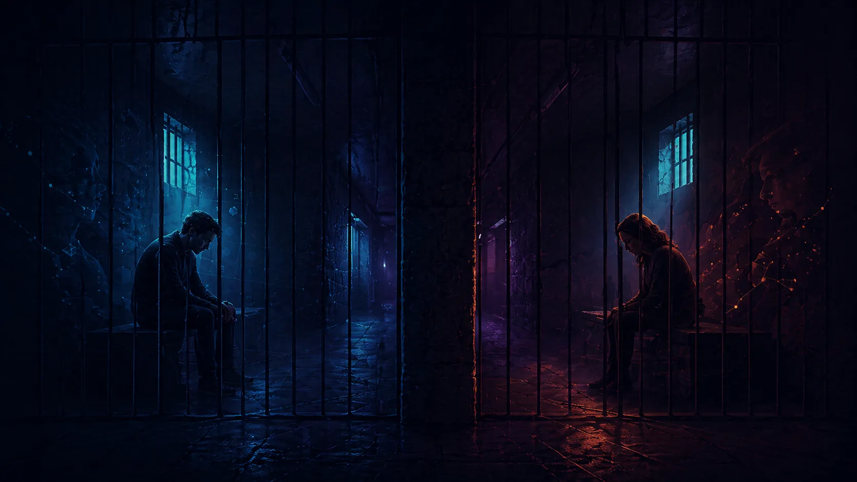 Deux prisonniers isolés dans des cellules séparées