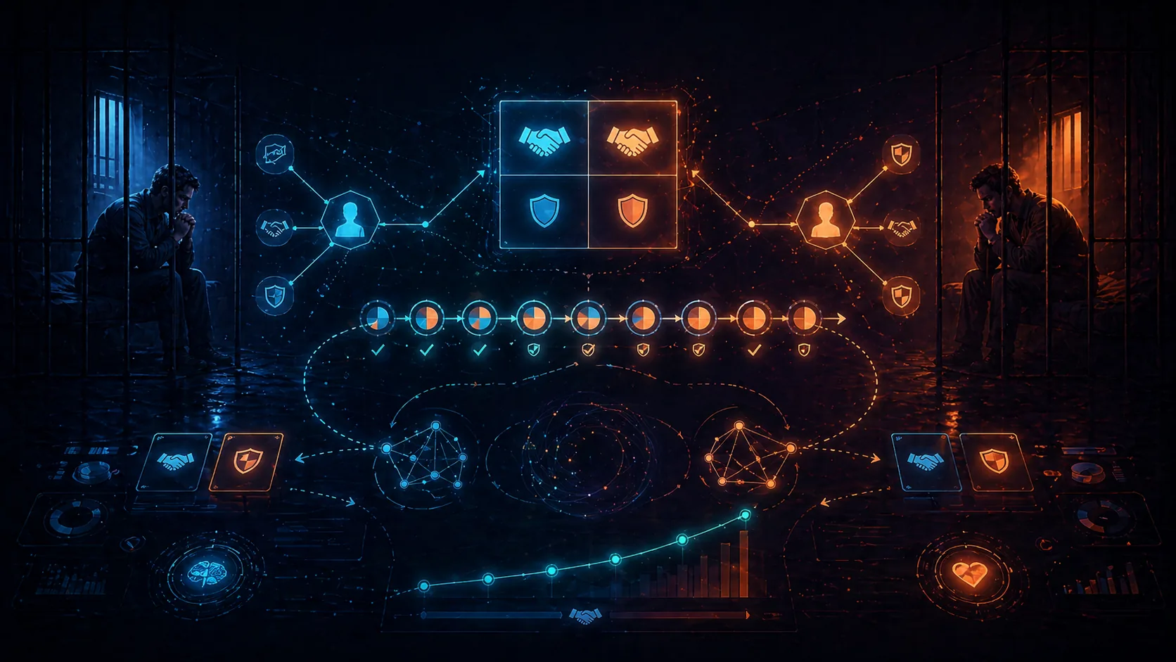 Interface du dilemme du prisonnier itéré avec deux joueurs et une matrice