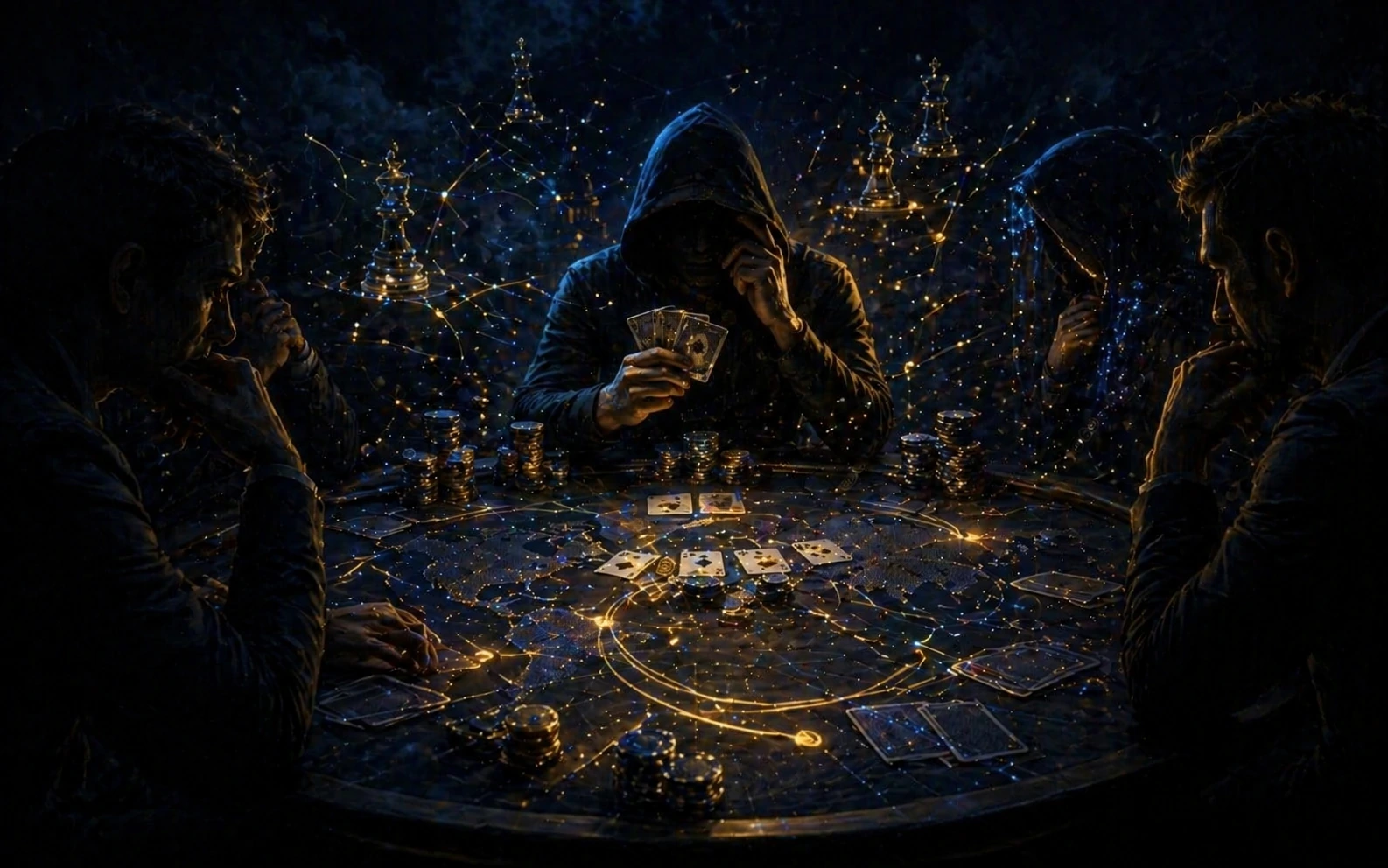 Table de poker stratégique en mode sombre