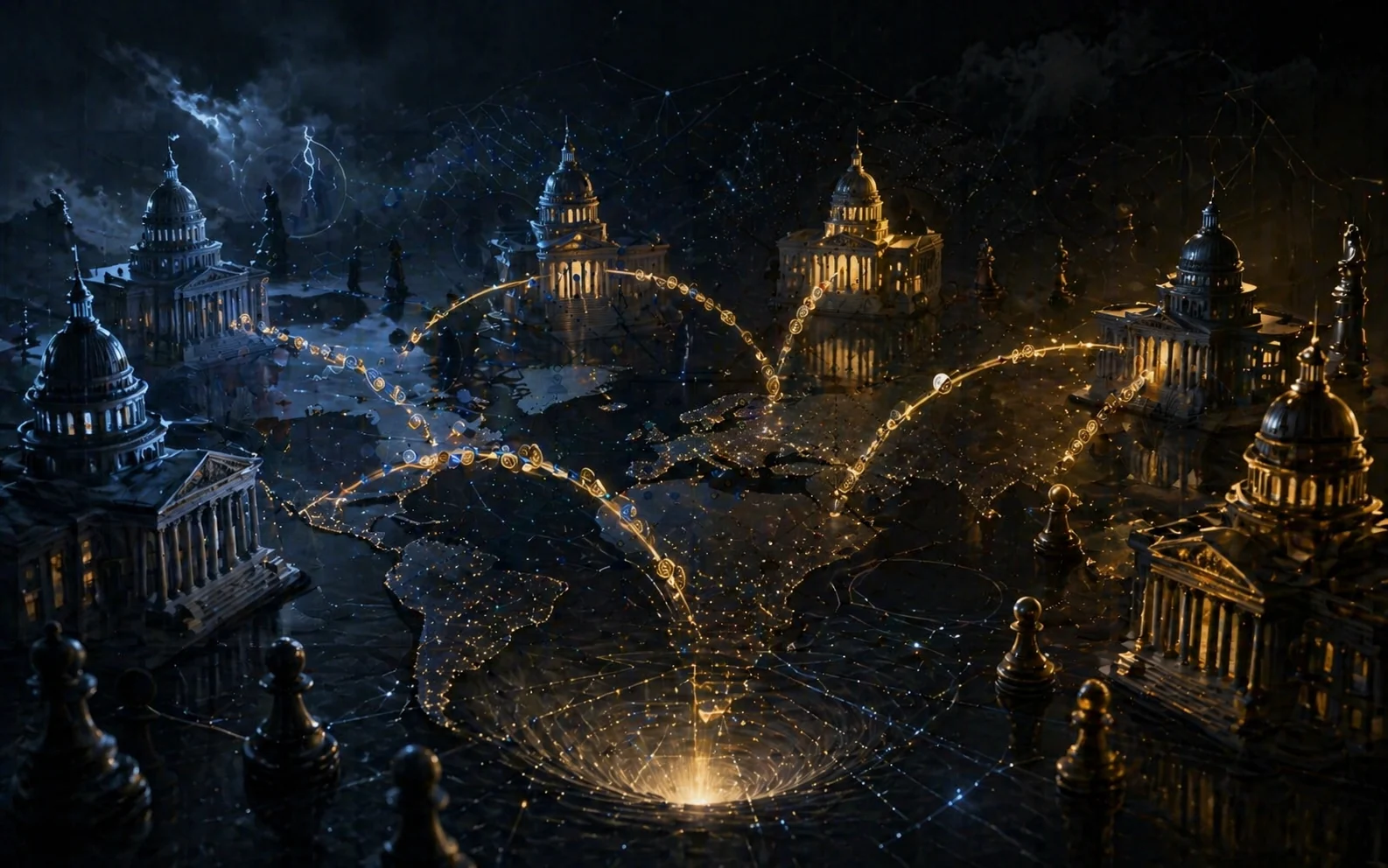 Carte sombre des flux stratégiques entre institutions